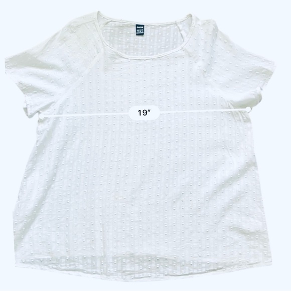 SHEIN White Textured Blouse Medium square neckline short sleeves 100% cotton - Picture 11 of 12